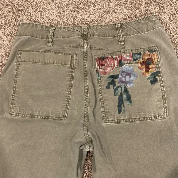 By Anthropologie Size 25 Embroidered  Stitched Cropped Ankle Trouser Pants Boho - Picture 9 of 16